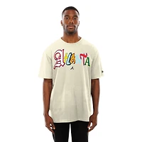 Men's New Era  Cream Atlanta Braves Ransom Note Oversized T-Shirt