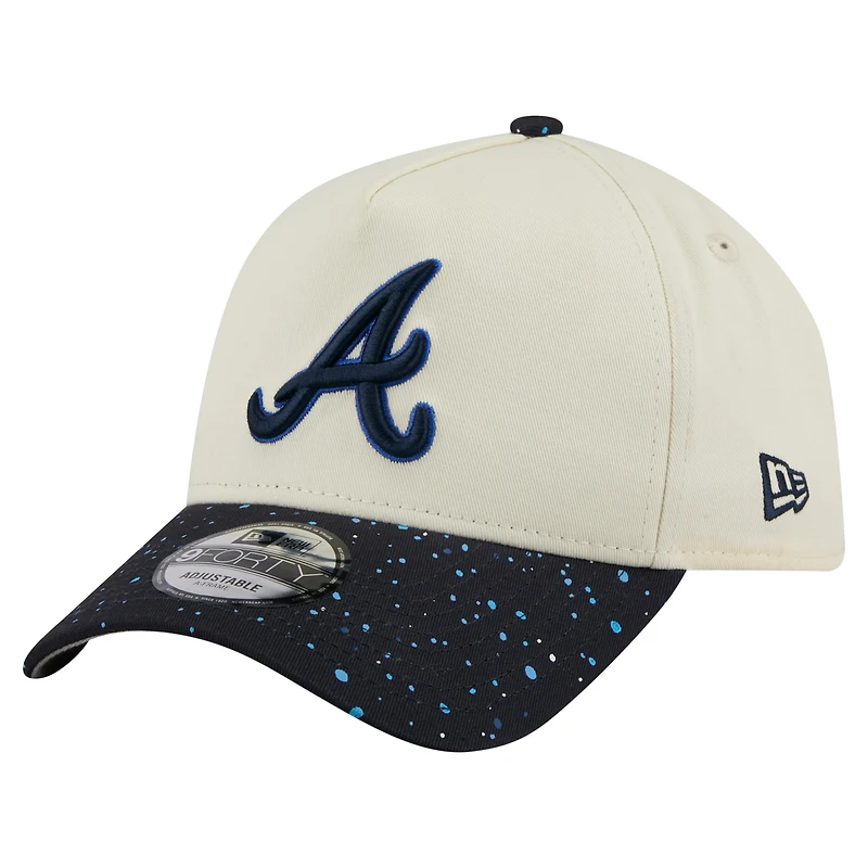Men's New Era  Cream Atlanta Braves Speckle A-Frame 9FORTY Adjustable Hat