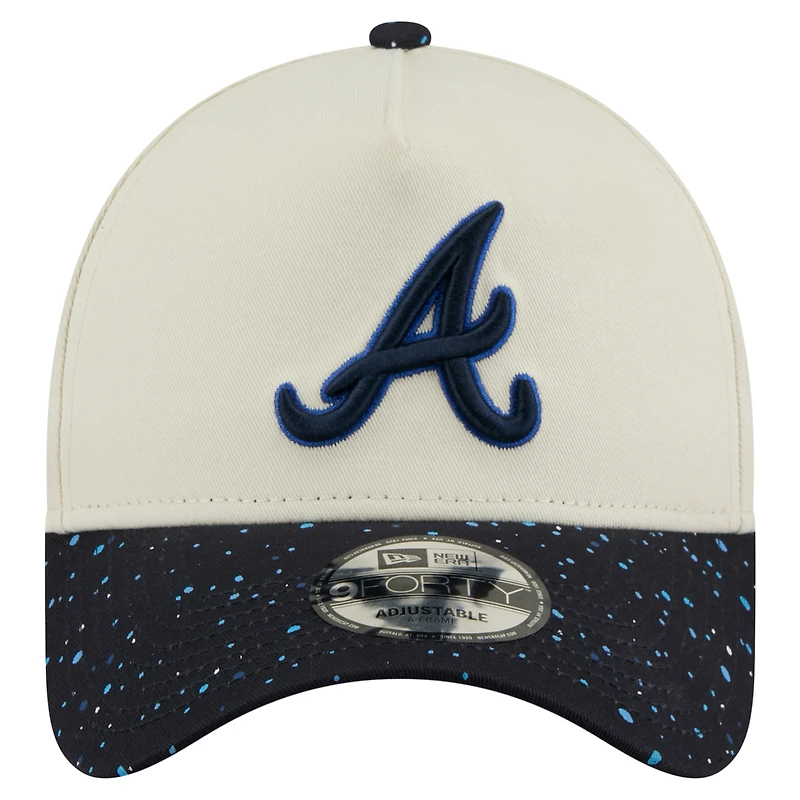Men's New Era  Cream Atlanta Braves Speckle A-Frame 9FORTY Adjustable Hat