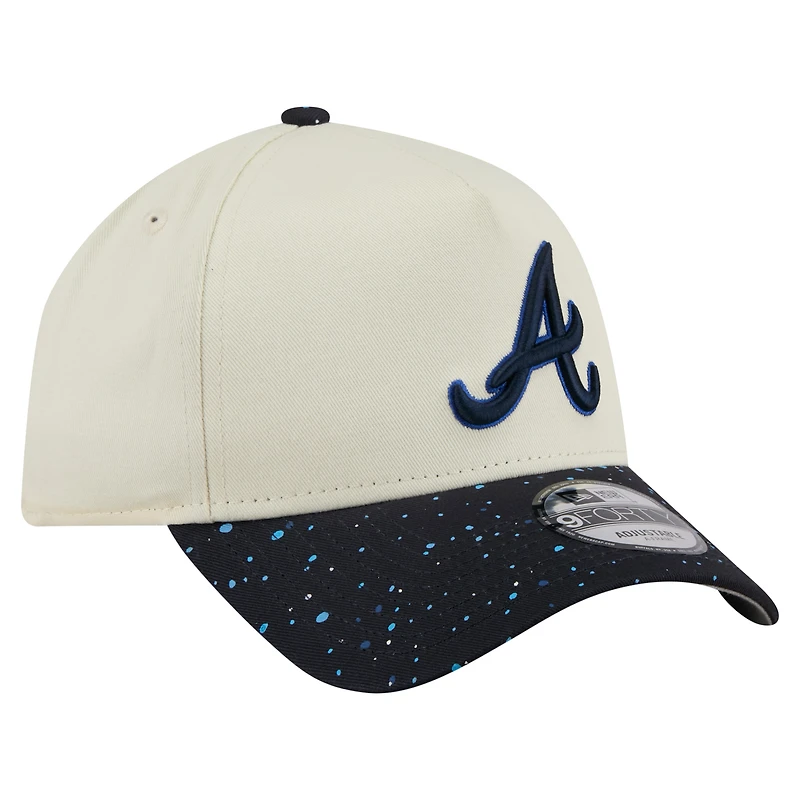 Men's New Era  Cream Atlanta Braves Speckle A-Frame 9FORTY Adjustable Hat
