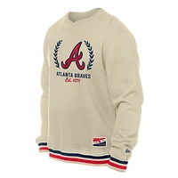 Sweat-shirt à enfiler rétro Atlanta Braves de New Era pour homme, couleur crème
