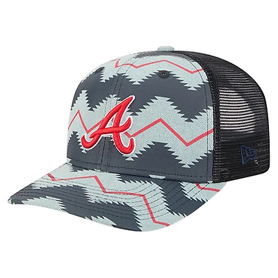 Casquette ajustable New Era 9SEVENTY en denim/bleu marine pour homme des Atlanta Braves Aztec Denim