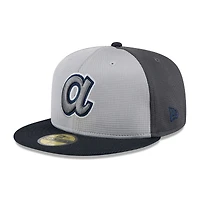 V107988 BRAVES Mlb Nwe 2025 Entraînement au bâton gris 59fifty HATMENHIC 60640146