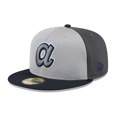 V107988 BRAVES Mlb Nwe 2025 Entraînement au bâton gris 59fifty HATMENHIC 60640146