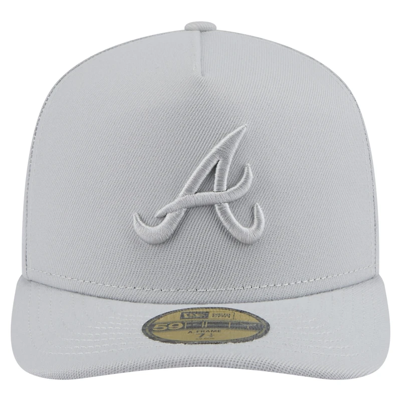 Casquette ajustée A-Frame 59FIFTY pour homme New Era grise des Braves d'Atlanta, colorpack