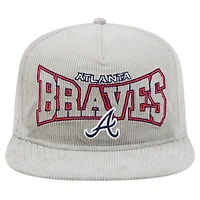 Casquette de golf à pression en velours côtelé Atlanta Braves grise New Era pour homme
