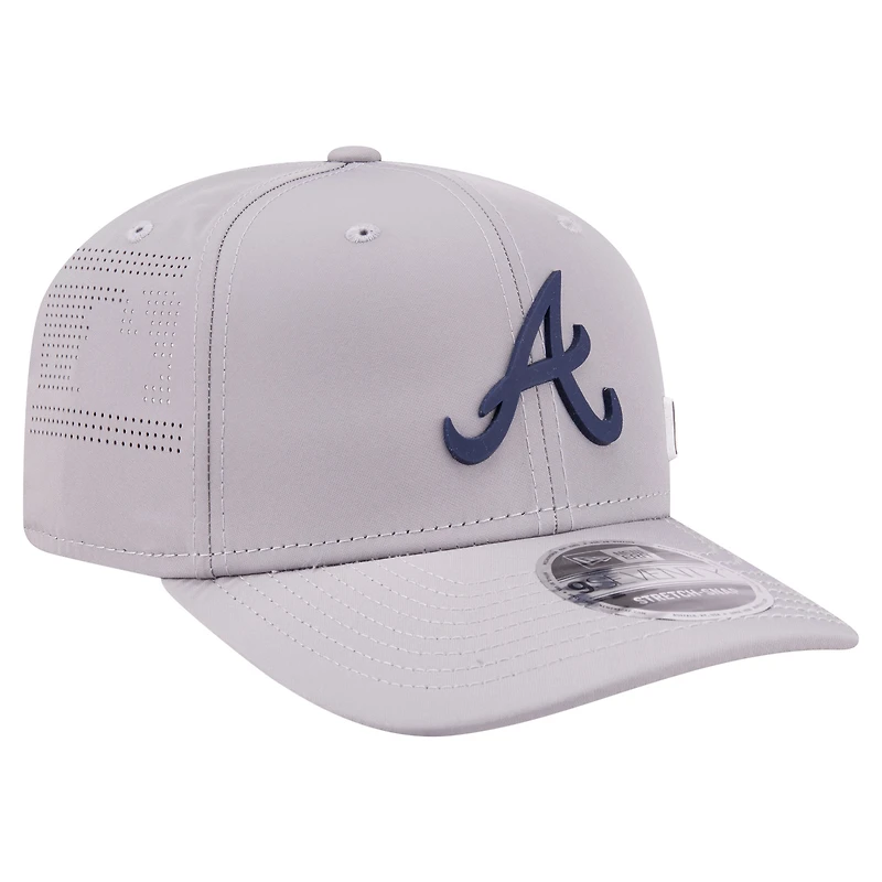 Men's New Era Gray Atlanta Braves Laser Perforated 9SEVENTY Adjustable Hat