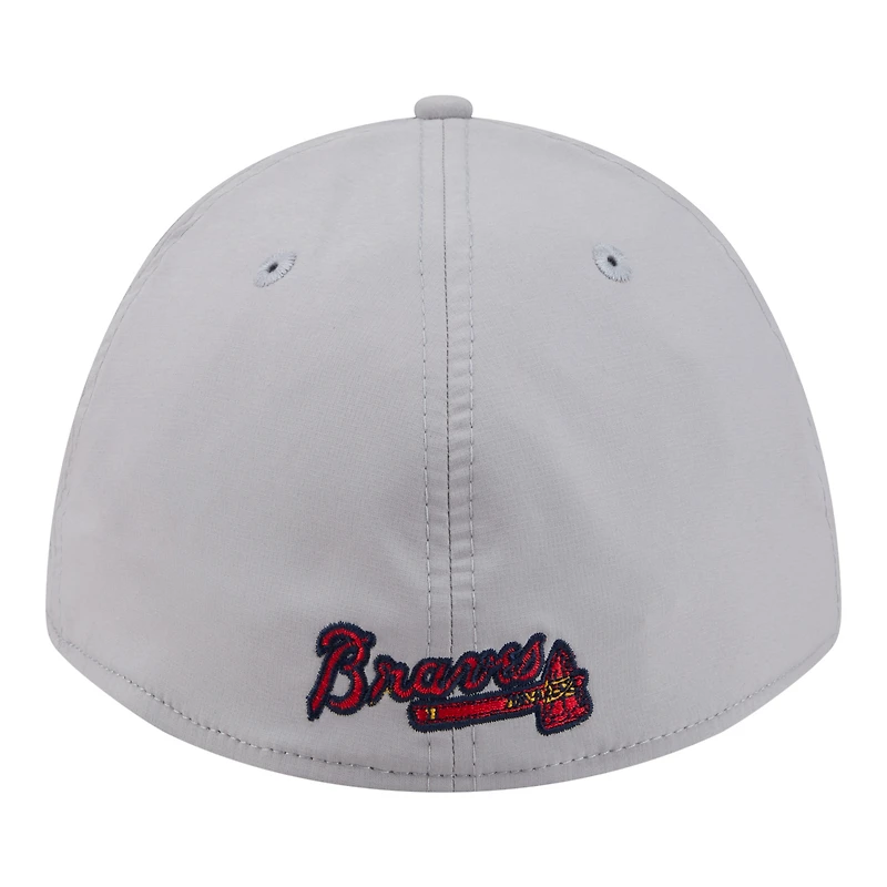Men's New Era Gray Atlanta Braves Patch 39THIRTY A-Frame M-Crown Perforated Flex Hat