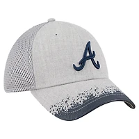 Casquette New Era 39THIRTY Flex grise pour homme avec visière et éclaboussures de peinture des Braves d'Atlanta