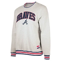 Men's New Era Heather Gray Atlanta Braves Throwback Classic Pullover Sweatshirt
