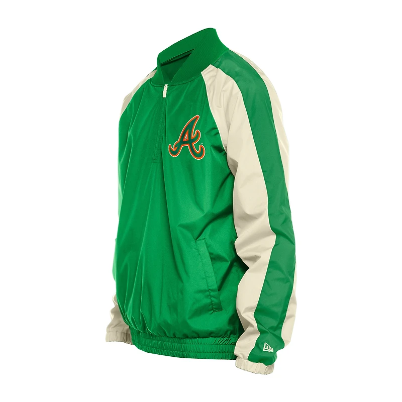 Men's New Era Kelly Green Atlanta Braves St. Patrick's Day Ripstop Raglan Quarter-Zip Windbreaker