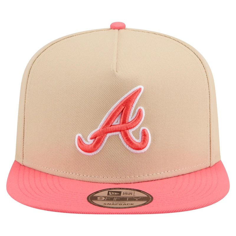 Men's New Era Light Beige/ Atlanta Braves Color Pack A-Frame 9FIFTY Snapback Hat