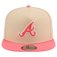 Men's New Era Light Beige/ Atlanta Braves Color Pack A-Frame 9FIFTY Snapback Hat