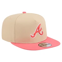 Men's New Era Light Beige/ Atlanta Braves Color Pack A-Frame 9FIFTY Snapback Hat