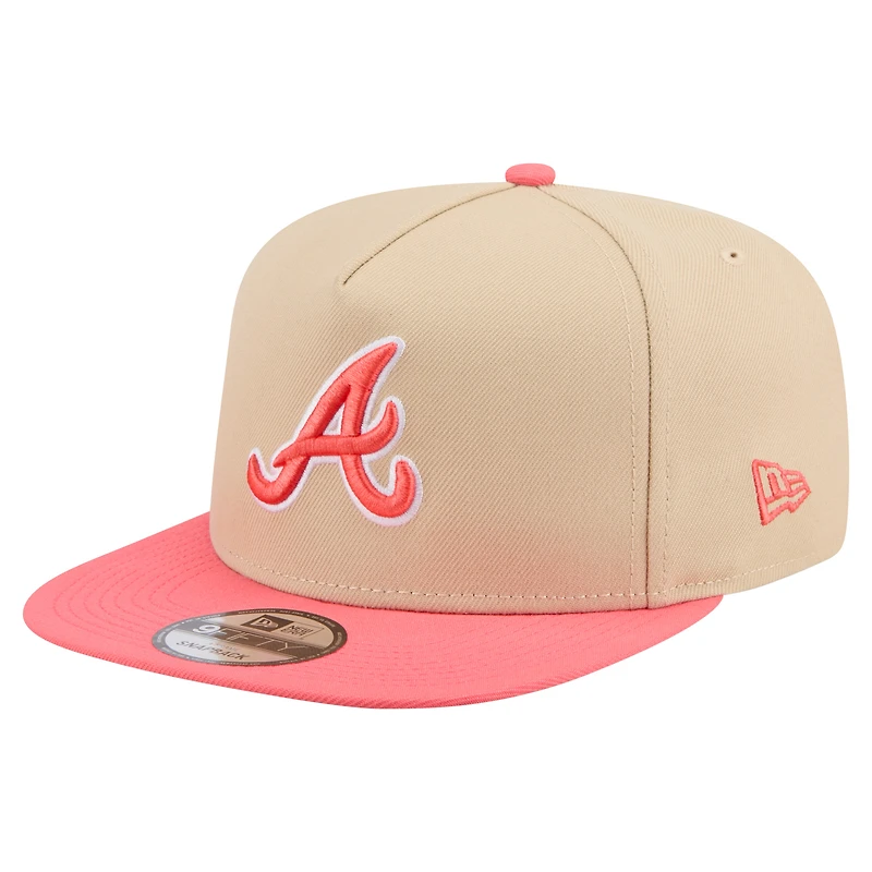Men's New Era Light Beige/ Atlanta Braves Color Pack A-Frame 9FIFTY Snapback Hat