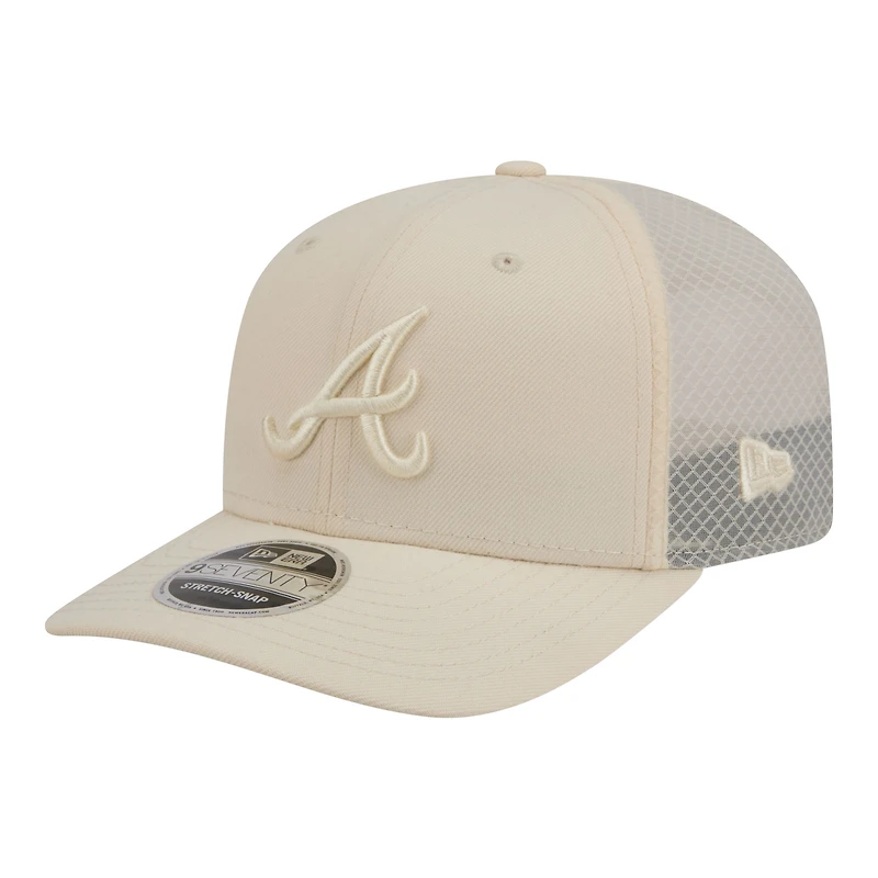 Casquette trucker ajustable New Era Atlanta Braves beige clair pour homme COOLERA 9SEVENTY