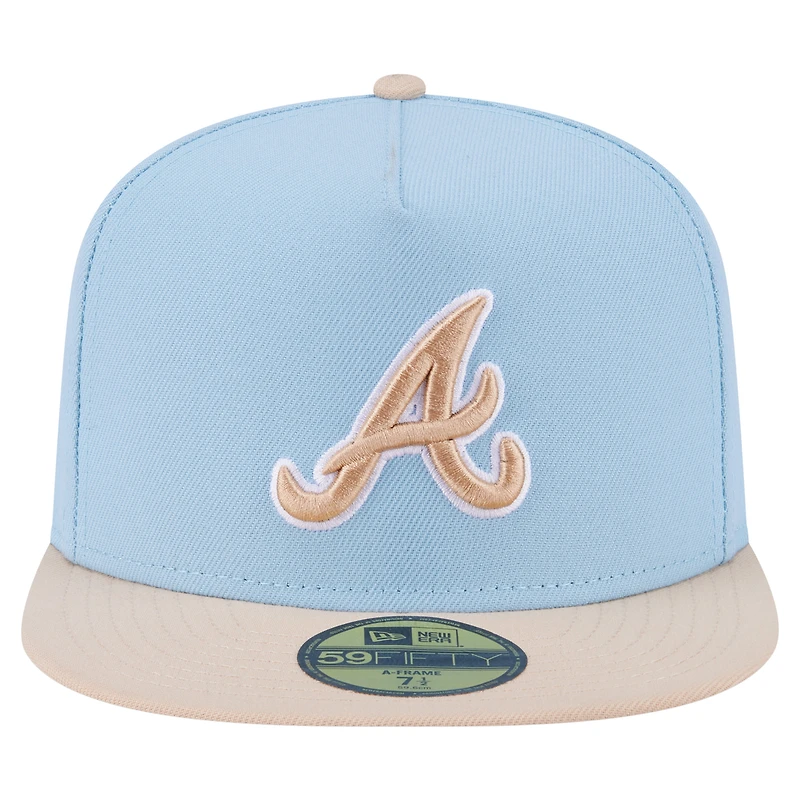 Men's New Era Light Blue/Cream Atlanta Braves Two-Tone Color Pack A-Frame 59FIFTY Fitted Hat