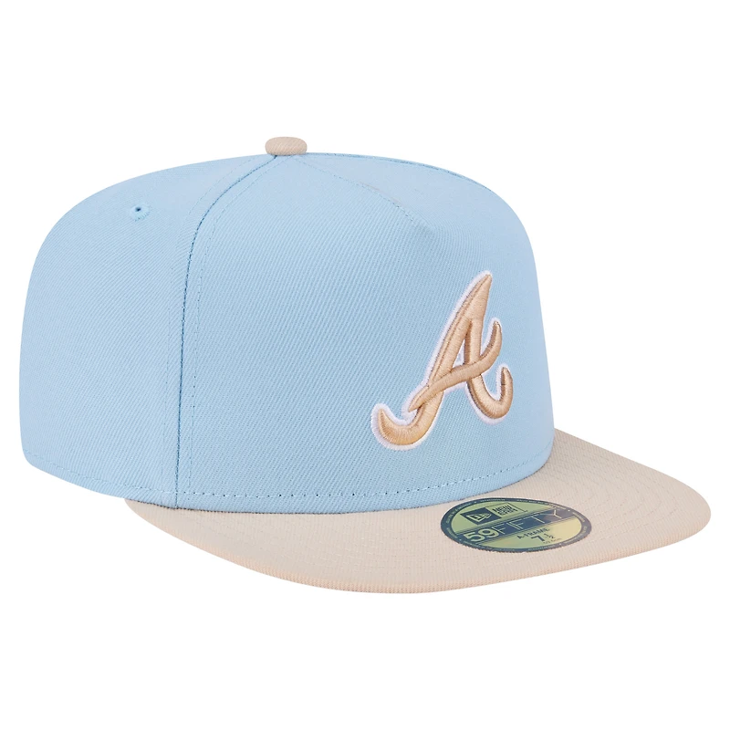 Men's New Era Light Blue/Cream Atlanta Braves Two-Tone Color Pack A-Frame 59FIFTY Fitted Hat