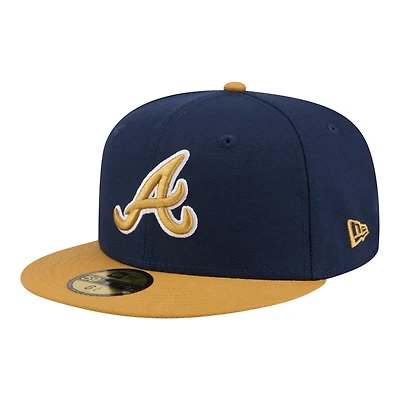 Casquette ajustée New Era Atlanta Braves bleu marine/kaki pour homme, modèle 59FIFTY bicolore