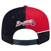 Casquette snapback rétro en velours côtelé New Era bleu marine/rouge des Braves d'Atlanta pour homme