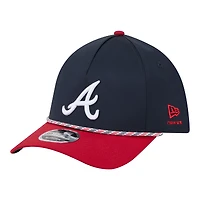 Casquette New Era Flex 39THIRTY pour homme, bleu marine et rouge, Atlanta Braves, modèle Rope M-Crown A-Frame