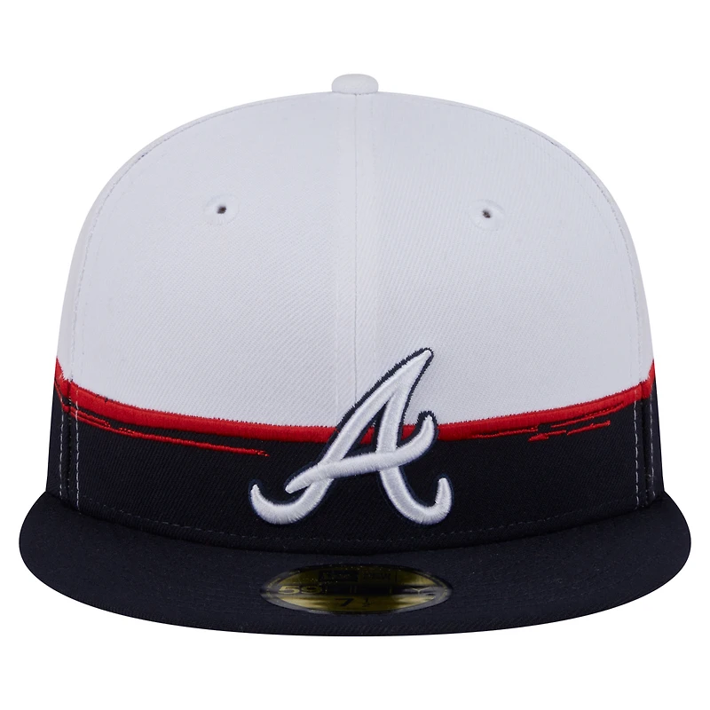 Casquette ajustée 59FIFTY Atlanta Braves Paint Stroke bleu marine/blanc pour homme New Era