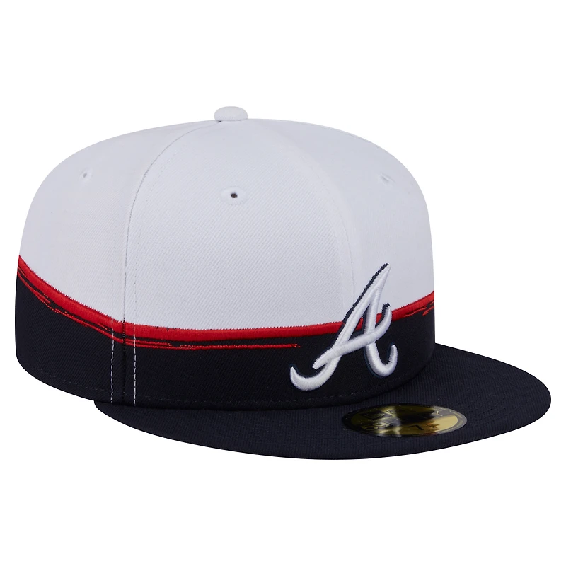 Casquette ajustée 59FIFTY Atlanta Braves Paint Stroke bleu marine/blanc pour homme New Era