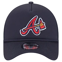 Men's New Era Navy Atlanta Braves 9FORTY A-Frame Trucker Adjustable Hat