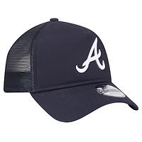 Men's New Era Navy Atlanta Braves 9FORTY A-Frame Trucker Adjustable Hat