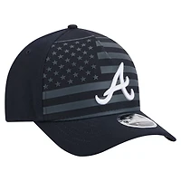 Men's New Era Navy Atlanta Braves American Flag 9FORTY M-Crown A-Frame Adjustable Hat
