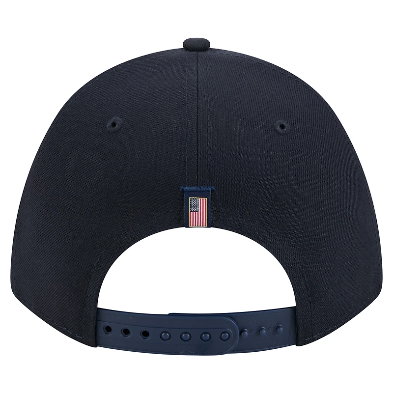 Men's New Era Navy Atlanta Braves American Flag 9FORTY M-Crown A-Frame Adjustable Hat