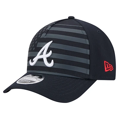 Men's New Era Navy Atlanta Braves American Flag 9FORTY M-Crown A-Frame Adjustable Hat