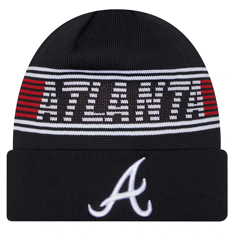 Men's New Era Navy Atlanta Braves Authentic Collection Cuffed Knit Hat