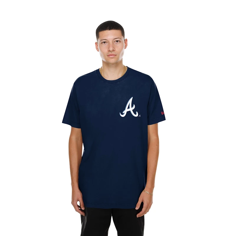 T-shirt homme New Era bleu marine avec logo des Braves d'Atlanta (dessin animé)