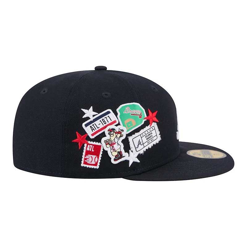 Casquette ajustée New Era 59FIFTY bleu marine pour homme, avec écusson Atlanta Braves.