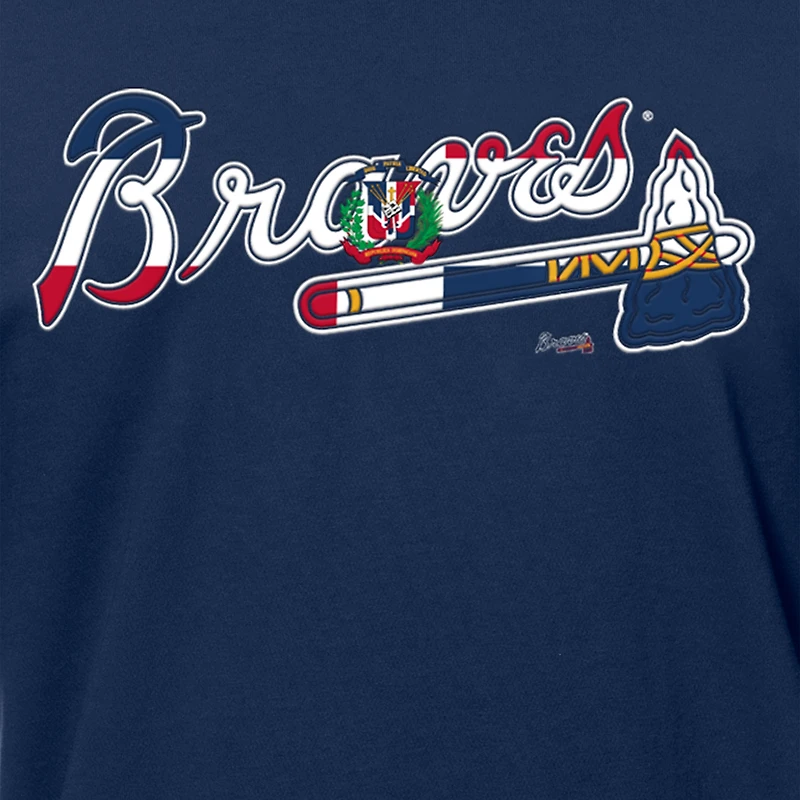 T-shirt New Era bleu marine pour homme avec logo drapeau de la République dominicaine des Braves d'Atlanta