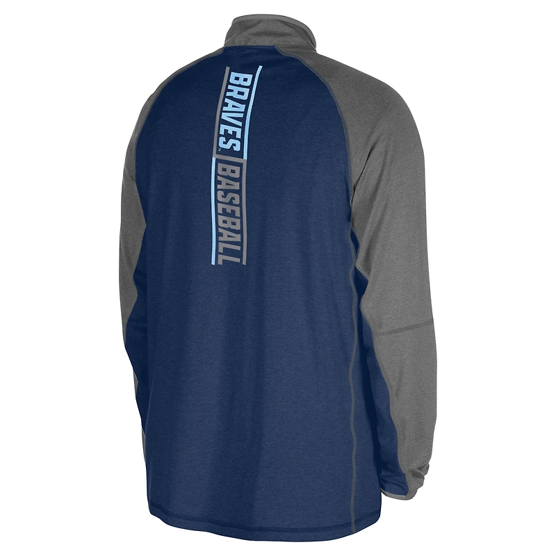 Men's New Era Navy Atlanta Braves Father's Day Raglan Quarter-Zip Top