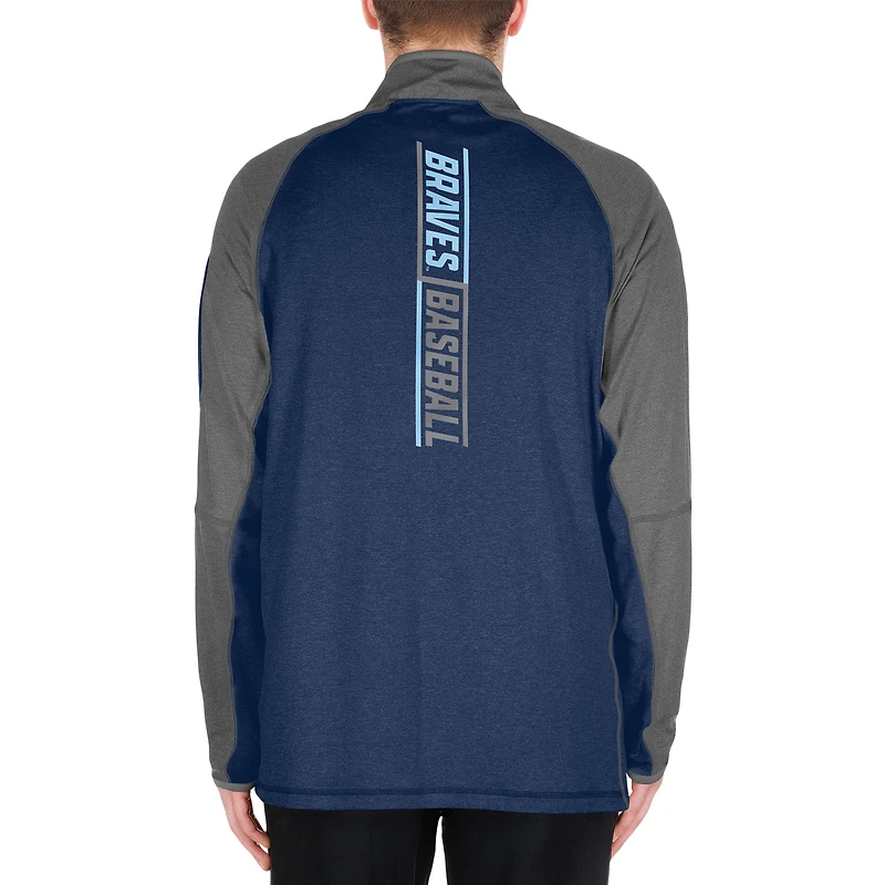 Men's New Era Navy Atlanta Braves Father's Day Raglan Quarter-Zip Top