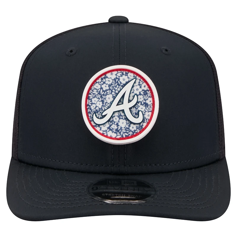 Men's New Era Navy Atlanta Braves Floral Patch 9SEVENTY Adjustable Hat