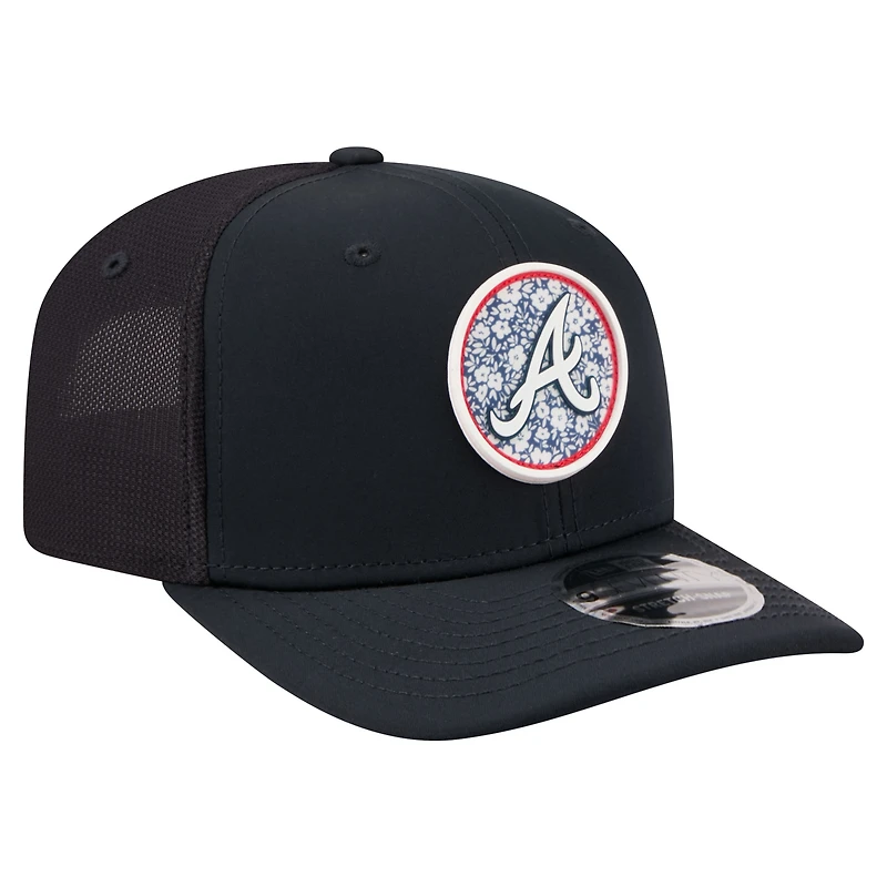 Men's New Era Navy Atlanta Braves Floral Patch 9SEVENTY Adjustable Hat