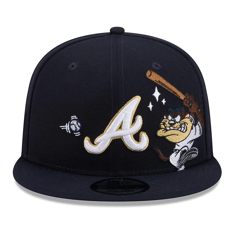 Men's New Era Navy Atlanta Braves Looney Tunes Tasmanian Devil 9FIFTY Snapback Hat