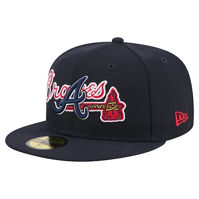 Men's New Era Navy Atlanta Braves Overlap 59FIFTY Fitted Hat