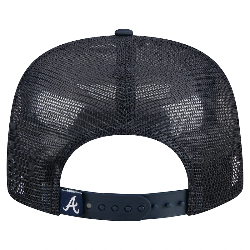 Men's New Era Navy Atlanta Braves Retro Satin Script Golfer Adjustable Hat