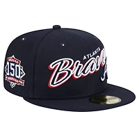 Casquette ajustée 59FIFTY bleu marine Atlanta Braves avec inscription New Era pour homme