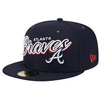 Casquette ajustée 59FIFTY bleu marine Atlanta Braves avec inscription New Era pour homme