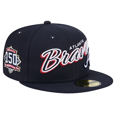 Casquette ajustée 59FIFTY bleu marine Atlanta Braves avec inscription New Era pour homme