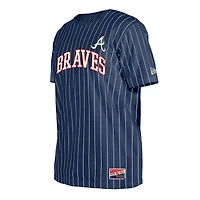 T-shirt à rayures bleu marine New Era pour homme des Braves d'Atlanta