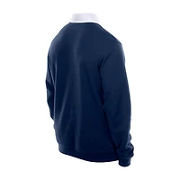 Men's New Era Navy Atlanta Braves Throwback Prep Colorblock Rugby Polo