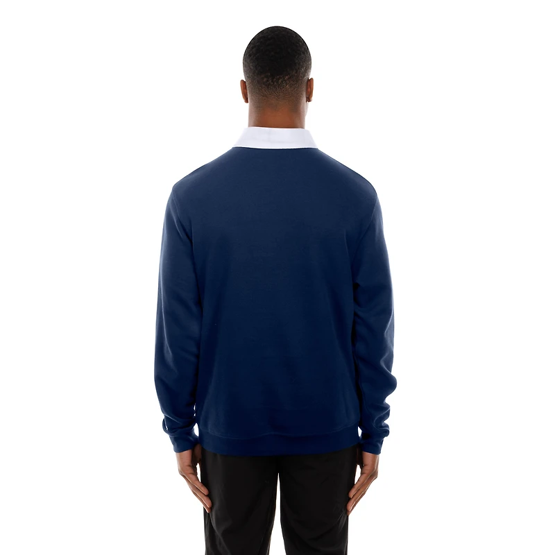 Polo de rugby à blocs couleurs bleu marine Atlanta Braves Throwback Prep New Era pour homme