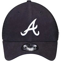 Men's New Era Navy Atlanta Braves Trucker 9FORTY Adjustable Snapback Hat